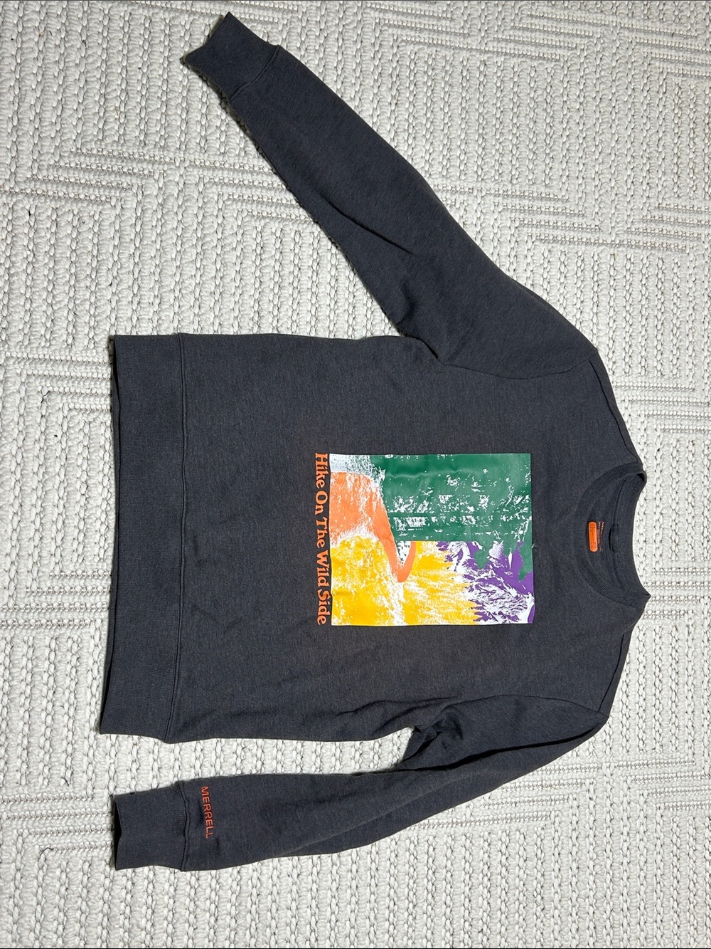 Merrell Charcoal Crewneck Sweatshirt with Multicolor Outdoor Graphic